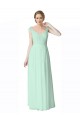 Menta verde Linea A Scollatura a V Chiffona Pizzo Lunga Abiti da damigella donore Basso Prezzo