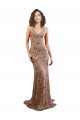 Oro rosa Stile sirena Alto Collo Crespo Elastico Paillettes Tulle Lunga Formali Abiti da damigella donore / Abiti da sera / Abiti da ballo Basso Prezzo