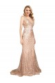 Oro rosa Stile sirena Scollatura a V Paillettes Paillettes Scintillanti Lunga Formali Abiti da damigella donore / Abiti da sera / Abiti da ballo Basso Prezzo