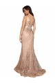 Oro rosa Stile sirena Scollatura a V Paillettes Paillettes Scintillanti Lunga Formali Abiti da damigella donore / Abiti da sera / Abiti da ballo Basso Prezzo