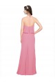 Pelle rosa Linea A Capestro Alto Collo Chiffona Lunga Abiti da damigella donore Basso Prezzo