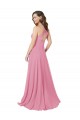 Pelle rosa Linea A Capestro Chiffona Lunga Abiti da damigella donore / Abiti da ballo Basso Prezzo