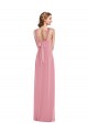 Pelle rosa Linea A Capestro Chiffona Lunga Abiti da damigella donore Basso Prezzo