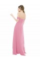 Pelle rosa Linea A Chiffona Lunga Abiti da damigella donore Basso Prezzo