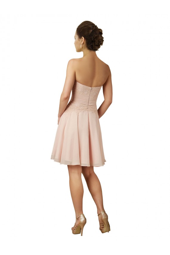 Rosa Linea A Innamorato Al ginocchio Chiffona Pizzo Corto Abiti da damigella donore / Abiti da cocktail Basso Prezzo