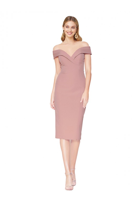 Rosa polveroso Stile sirena Al ginocchio Crespo Elastico Corto Abiti da damigella donore / Abiti da sera / Abiti da cocktail Basso Prezzo