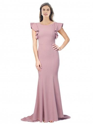 Rosa polveroso Stile sirena Girocollo Sweep treno Crespo Elastico Lunga Formali Abiti da damigella donore / Abiti da sera / Abiti da ballo Basso Prezzo