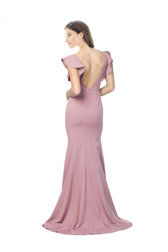Rosa polveroso Stile sirena Girocollo Sweep treno Crespo Elastico Lunga Formali Abiti da damigella donore / Abiti da sera / Abiti da ballo Basso Prezzo