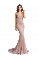 Rosa polveroso Stile sirena Scollatura a V Spandex Lunga Formali Abiti da damigella donore / Abiti da sera / Abiti da ballo Basso Prezzo