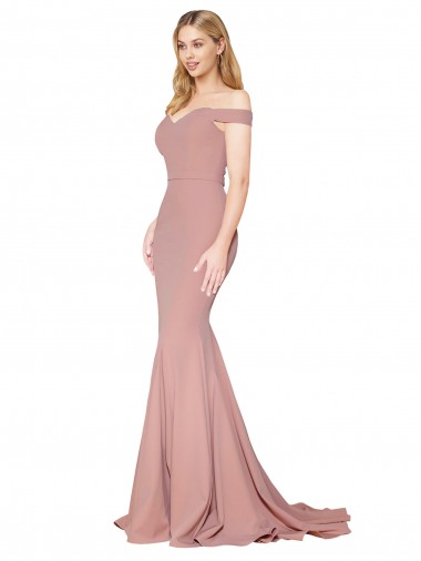 Rosa polveroso Stile sirena Sweep treno Crespo Elastico Lunga Formali Abiti da damigella donore / Abiti da sera / Abiti da ballo Basso Prezzo
