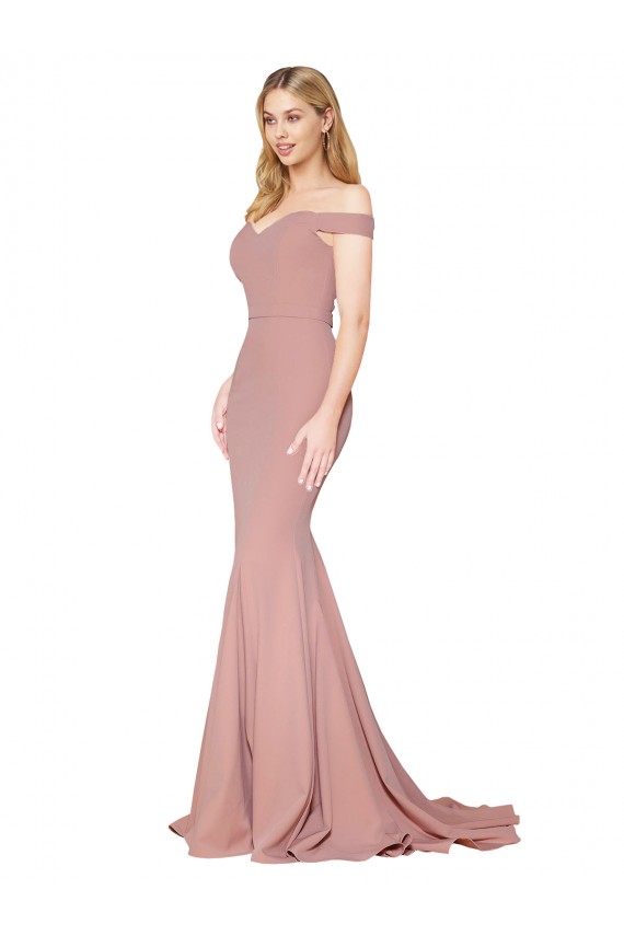Rosa polveroso Stile sirena Sweep treno Crespo Elastico Lunga Formali Abiti da damigella donore / Abiti da sera / Abiti da ballo Basso Prezzo