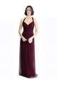 Rosso 74 Linea A Capestro Scollatura a V Tulle Lunga Abiti da damigella donore Basso Prezzo