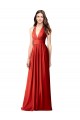 Rosso Linea A Capestro Scollatura a V Chiffona Lunga Abiti da damigella donore Basso Prezzo
