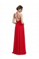 Rosso Linea A Sottili Capestro Scollatura a V Chiffona Lunga Abiti da damigella donore Basso Prezzo