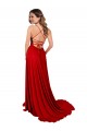 Rosso Linea A Sottili Piazza Spandex Pizzo Lunga Abiti da damigella donore / Abiti da ballo Basso Prezzo
