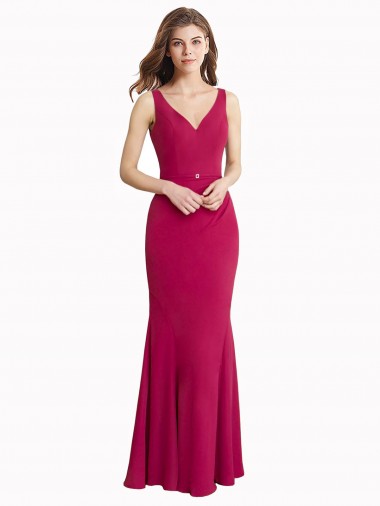 Rosso Stile sirena Alto Collo Chiffona Lunga Abiti da damigella donore / Abiti da ballo Basso Prezzo