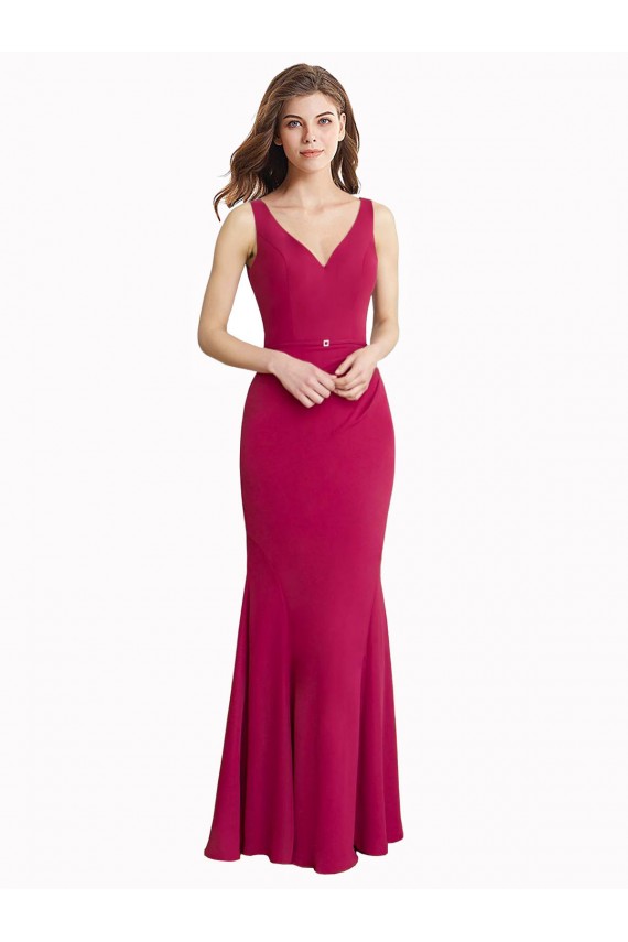Rosso Stile sirena Alto Collo Chiffona Lunga Abiti da damigella donore / Abiti da ballo Basso Prezzo