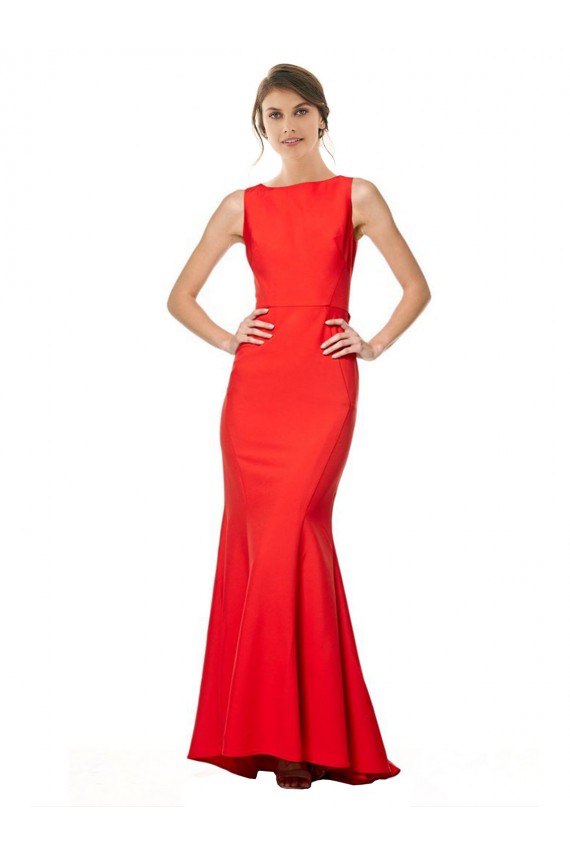 Rosso Stile sirena Capestro Alto Collo Crespo Elastico Lunga Formali Abiti da damigella donore / Abiti da sera / Abiti da ballo Basso Prezzo