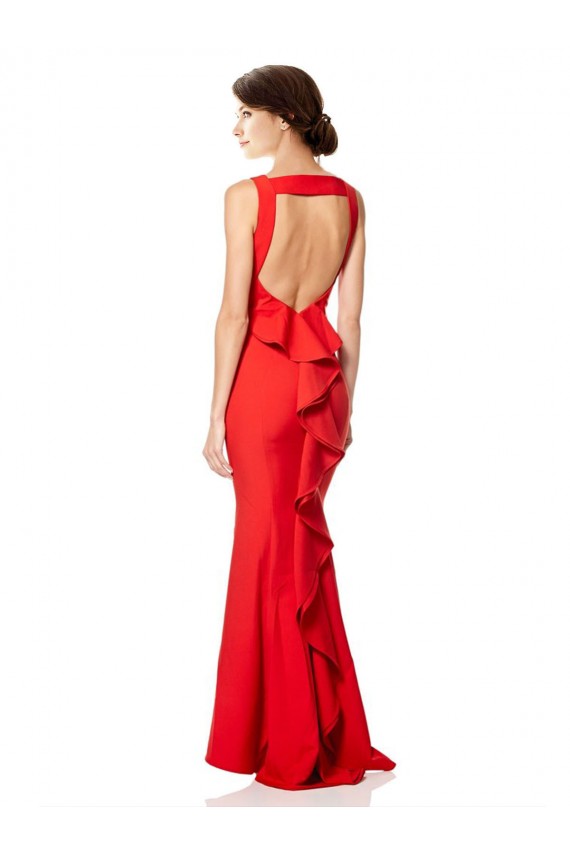 Rosso Stile sirena Capestro Alto Collo Crespo Elastico Lunga Formali Abiti da damigella donore / Abiti da sera / Abiti da ballo Basso Prezzo