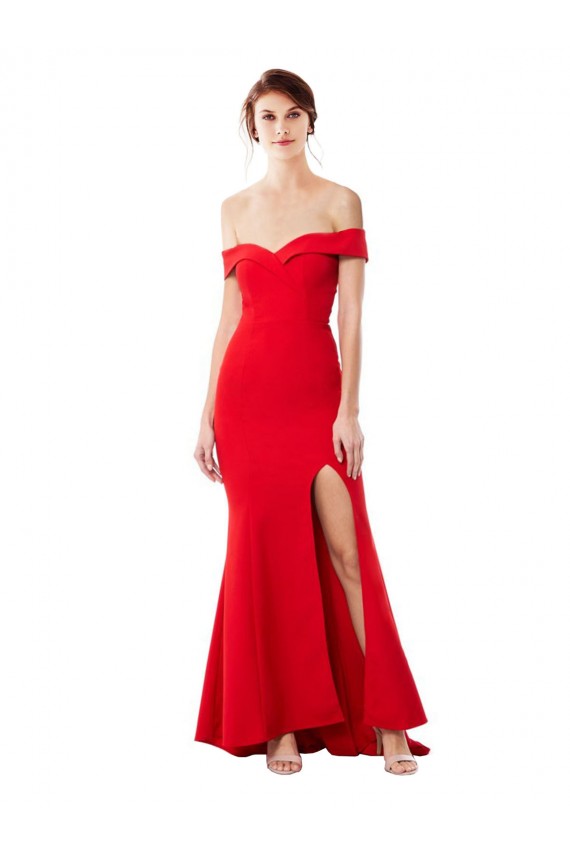 Rosso Stile sirena Crespo Elastico Lunga Formali Abiti da damigella donore / Abiti da sera / Abiti da ballo Basso Prezzo