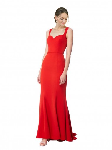 Rosso Stile sirena Innamorato Alto Collo Crespo Elastico Lunga Formali Abiti da damigella donore / Abiti da sera / Abiti da ballo Basso Prezzo