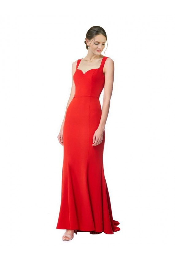Rosso Stile sirena Innamorato Alto Collo Crespo Elastico Lunga Formali Abiti da damigella donore / Abiti da sera / Abiti da ballo Basso Prezzo