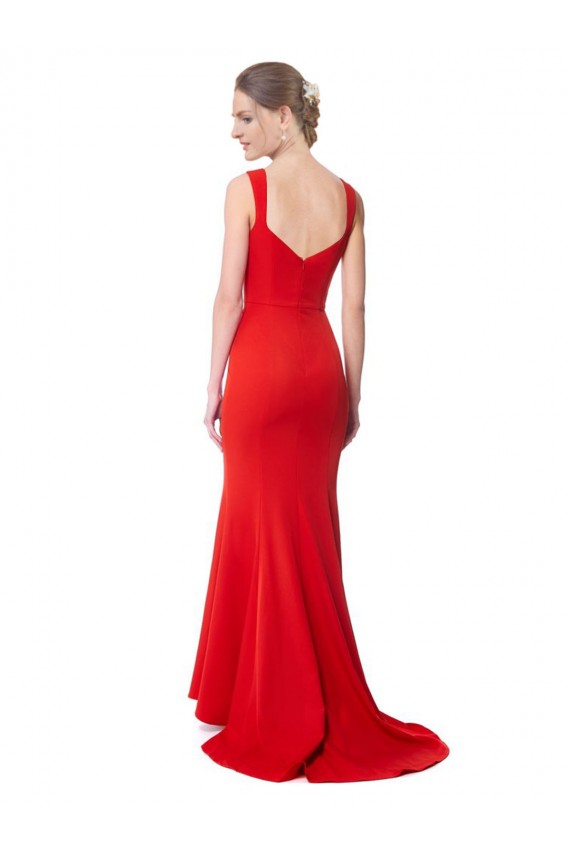Rosso Stile sirena Innamorato Alto Collo Crespo Elastico Lunga Formali Abiti da damigella donore / Abiti da sera / Abiti da ballo Basso Prezzo