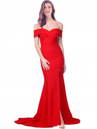 Rosso Stile sirena Innamorato Crespo Elastico Lunga Formali Abiti da damigella donore / Abiti da sera / Abiti da ballo Basso Prezzo
