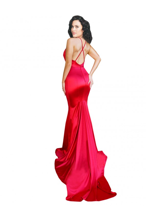 Rosso Stile sirena Innamorato Raso Elastico Lunga Formali Abiti da damigella donore / Abiti da sera / Abiti da ballo Basso Prezzo