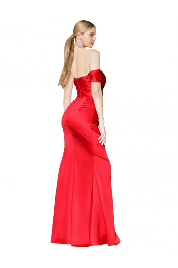 Rosso Stile sirena Raso Elastico Lunga Formali Abiti da damigella donore / Abiti da sera / Abiti da ballo Basso Prezzo