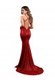 Rosso Stile sirena Scollatura a V Paillettes Lunga Formali Abiti da damigella donore / Abiti da sera / Abiti da ballo Basso Prezzo
