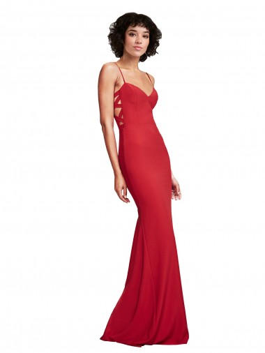 Rosso Stile sirena Sottili Crespo Elastico Lunga Formali Abiti da damigella donore / Abiti da sera / Abiti da ballo Basso Prezzo