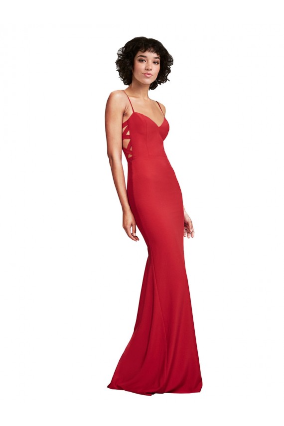 Rosso Stile sirena Sottili Crespo Elastico Lunga Formali Abiti da damigella donore / Abiti da sera / Abiti da ballo Basso Prezzo