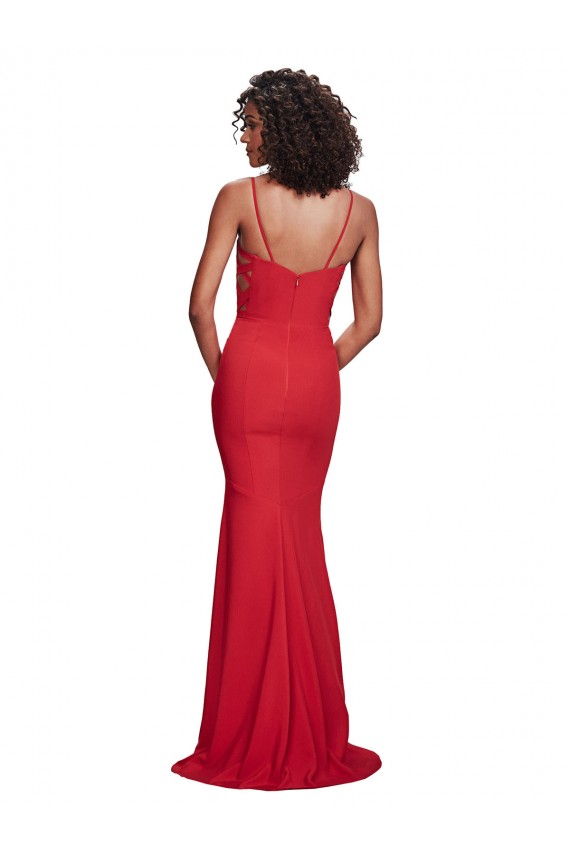 Rosso Stile sirena Sottili Crespo Elastico Lunga Formali Abiti da damigella donore / Abiti da sera / Abiti da ballo Basso Prezzo