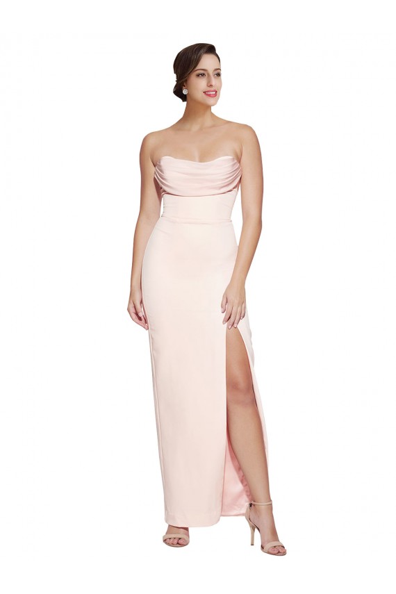 Stile sirena Cappuccio Raso Elastico Lunga Formali Abiti da damigella donore / Abiti da sera / Abiti da ballo Basso Prezzo