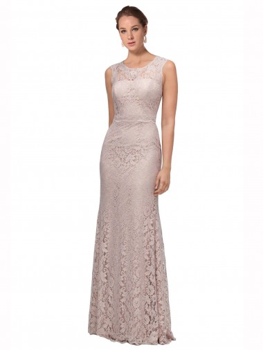 Stile sirena Illusione Scoop Pizzo Lunga Abiti da damigella donore / Abiti da ballo Basso Prezzo
