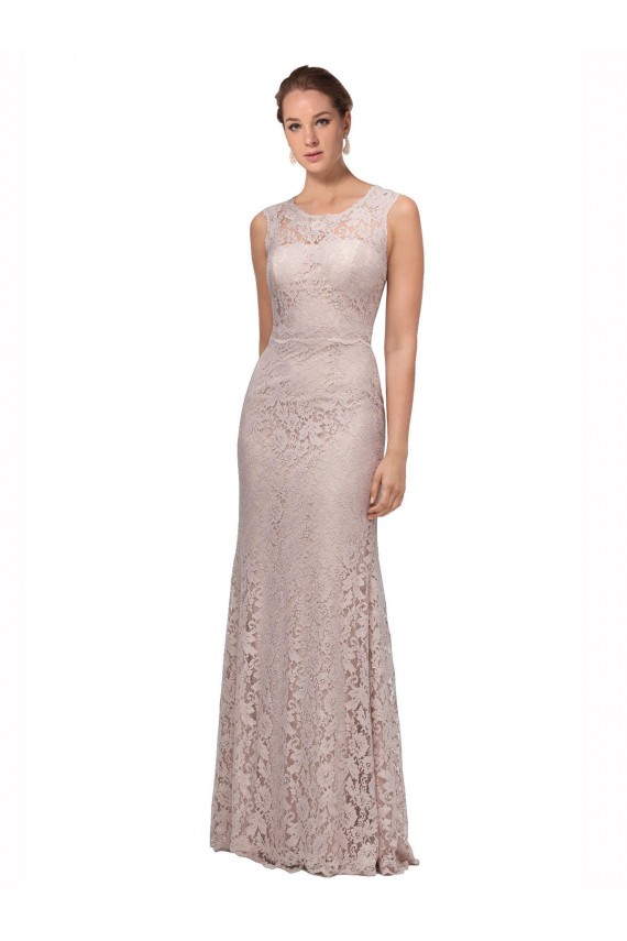 Stile sirena Illusione Scoop Pizzo Lunga Abiti da damigella donore / Abiti da ballo Basso Prezzo