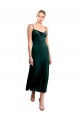Verde Scuro Linea A Sottili Cappuccio Midi Velluto Elastico Corto Abiti da damigella donore / Abiti da ballo / Abiti da cocktail Basso Prezzo