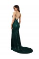 Verde Scuro Stile sirena Scollatura a V Paillettes Lunga Formali Abiti da damigella donore / Abiti da sera / Abiti da ballo Basso Prezzo