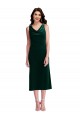 Verde Scuro Tubino Cappuccio Midi Velluto Elastico Corto Abiti da damigella donore / Abiti da ballo / Abiti da cocktail Basso Prezzo
