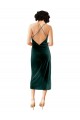 Verde Scuro Tubino Sottili Cappuccio Midi Velluto Elastico Corto Abiti da damigella donore / Abiti da sera / Abiti da cocktail Basso Prezzo