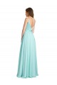 Waterfall Linea A Scollatura a V Chiffona Raso Lunga Abiti da damigella donore Basso Prezzo