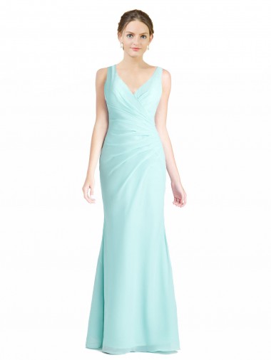 Waterfall Stile sirena Scollatura a V Chiffona Pizzo Lunga Abiti da damigella donore Basso Prezzo