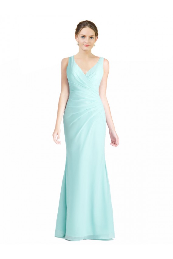 Waterfall Stile sirena Scollatura a V Chiffona Pizzo Lunga Abiti da damigella donore Basso Prezzo