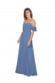 Windsor Blu Linea A Senza spalline Chiffona Lunga Abiti da damigella donore Basso Prezzo