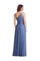 Windsor Blu Linea A Una spalla Chiffona Lunga Formali Abiti da damigella donore / Abiti da sera Basso Prezzo