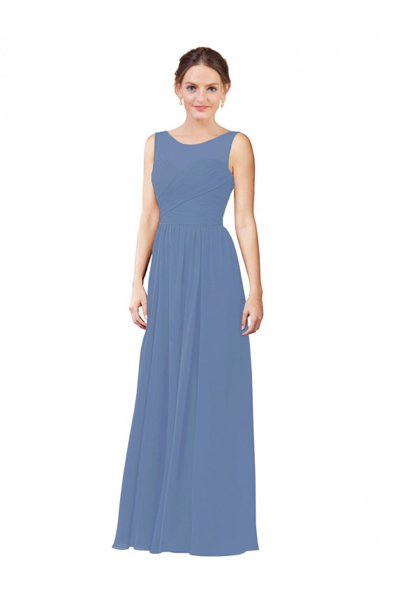 Windsor Blu Tubino Illusione Innamorato Chiffona Lunga Abiti da damigella donore Basso Prezzo